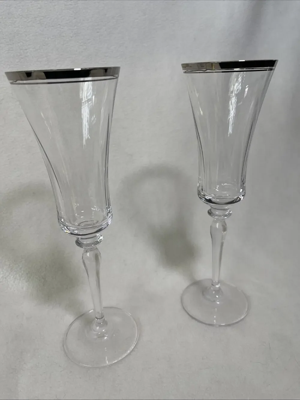 Gorham Crystal Grand Manor Platinum Champagne Flutes X 2